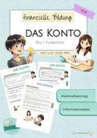 Vorschau - Stundenentwürfe - Lio und Aya - Konto Teil 1 Funktionen finanzielle Bildung - Deckblatt