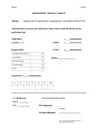 Vorschau - Arbeitsblätter - Klassenarbeit Analyse der Kurzgeschichte "Augenblicke" von Walter Helmut Fritz - Deckblatt