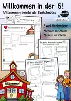 Vorschau - Arbeitsblätter - Willkommen in der Klasse 5 / ... - Briefe in Sketchnotes - Deckblatt