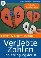 Vorschau - Bildkarten - Verliebte Zahlen – Tafelkarten und Legematerial zur Zerlegung der 10 - Deckblatt