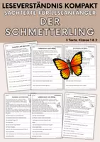 Vorschau - Arbeitsblätter - Der Schmetterling - Sachtexte für Erstleser | Leseverständnis Klasse 1 & 2 - Deckblatt