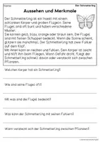 Vorschau - Arbeitsblätter - Der Schmetterling - Sachtexte für Erstleser | Leseverständnis Klasse 1 & 2 - Seite 1