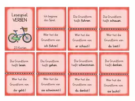 Vorschau - Spiele - Kl.2: Lesespiel Verben (regelmäßig und unregelmäßig) - Seite 1