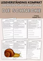 Vorschau - Arbeitsblätter - Die Schnecke - Sachtexte für Erstleser, Leseverständnis Klasse 1 & 2 - Deckblatt