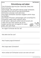 Vorschau - Arbeitsblätter - Die Schnecke - Sachtexte für Erstleser, Leseverständnis Klasse 1 & 2 - Seite 3
