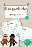Vorschau - Aufgabenkarten - Dialoggeschichten Affengeschichten 4 - für Anfänger - Deckblatt