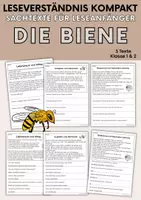Vorschau - Arbeitsblätter - Die Biene - Sachtexte für Erstleser | Leseverständnis Klasse 1 & 2 - Deckblatt