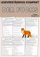 Vorschau - Arbeitsblätter - Der Fuchs - Sachtexte für Erstleser | Leseverständnis Klasse 1 & 2 - Deckblatt