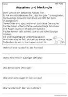 Vorschau - Arbeitsblätter - Der Fuchs - Sachtexte für Erstleser | Leseverständnis Klasse 1 & 2 - Seite 1