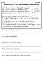 Vorschau - Arbeitsblätter - Der Fuchs - Sachtexte für Erstleser | Leseverständnis Klasse 1 & 2 - Seite 3