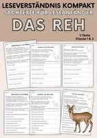 Vorschau - Arbeitsblätter - Das Reh - Sachtexte für Erstleser | Leseverständnis Klasse 1 & 2 - Deckblatt