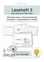 Vorschau - Arbeitsblätter - Lesetraining Klasse 1 – Vom Satz zum Mini-Text | Heft 3 (Kl. 1–2) ohne Silbengliederung - Deckblatt