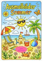 Vorschau - Arbeitsblätter - Sommerliche Ausmalbilder - Malvorlagen zum Sommer - Deckblatt