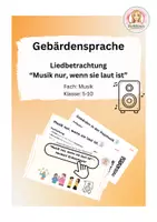 Vorschau - Präsentationen/Tafelbilder - Liedbetrachtung - Gebärdensprache in der Popmusik (Klasse 5-10) - Deckblatt