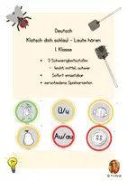 Vorschau - Stationenlernen - Fliegenklatschenspiel – Anlaute & Endlaute hören (1. Klasse) - Deckblatt