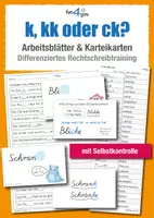 Vorschau - Arbeitsblätter - k oder ck? Arbeitsblätter & Karteikarten Grundschule (Klasse 2–4) | ck Regel + Selbstkontrolle - Deckblatt