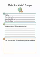 Vorschau - Arbeitsblätter - Kontinente der Erde: 7 Steckbriefe & Weltkarte zum Ausmalen (Unterrichtsmaterial Grundschule) - Seite 1