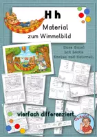 Vorschau - Arbeitsblätter - Buchstabe H h: Material zum Wimmelbild - Deckblatt