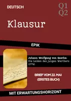 Vorschau - Arbeitsblätter - Deutschklausur: Goethe – Werther (Brief 22. Mai / Zivilisationskritik) inkl. EWH - Deckblatt