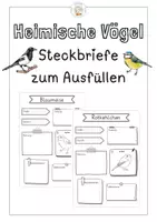 Vorschau - Arbeitsblätter - Heimische Vögel: Steckbriefe mit Bild zum Ausfüllen - Deckblatt