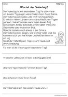 Vorschau - Arbeitsblätter - Der Vatertag - Sachtexte für Erstleser, Leseverständnis Klasse 1 & 2 - Seite 1