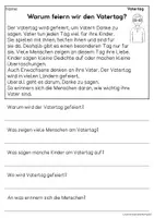 Vorschau - Arbeitsblätter - Der Vatertag - Sachtexte für Erstleser, Leseverständnis Klasse 1 & 2 - Seite 2
