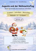 Vorschau - Mal- und Bastelvorlagen - Weihnachtliche Bildergeschichte für kreatives Schreiben - Auguste und der Weihnachtsflug - Deckblatt