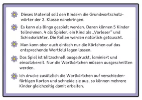 Vorschau - Arbeitsblätter - Lesebingos zum Grundwortschatz für die 2. Klasse - Seite 2