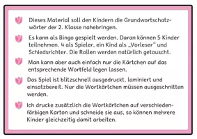 Vorschau - Stationenlernen - Lesebingo Grundwortschatz 2 für die 2. Klasse - Seite 1
