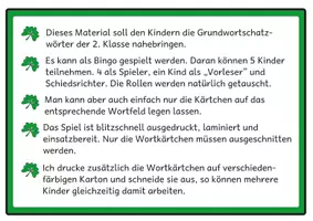 Vorschau - Arbeitsblätter - Lesebingo Grundwortschatz 6 für die 2. Klasse - Seite 1