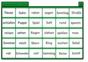 Vorschau - Arbeitsblätter - Lesebingo Grundwortschatz 6 für die 2. Klasse - Seite 2