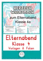 Vorschau - Präsentationen/Tafelbilder - Elternabend Klasse 4. editierbare Folien für einen gelungenen Start ins Übergangsjahr - Deckblatt