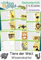 Vorschau - Stationenlernen - Tiere der Welt | Wissenskartei | Steckbriefe - Deckblatt