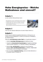 Vorschau - Arbeitsblätter - Hohe Energiepreise - Welche Maßnahme ist sinnvoll? - Deckblatt