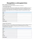Vorschau - Arbeitsblätter - Zeitungsbericht - Kurzmeldung verfassen - Deckblatt