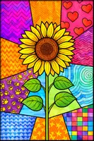 Vorschau - Stundenentwürfe - Sonnenblume Pop Art - Differenzierte Malvorlagen - Ausmalbild - Fensterbild - Seite 1