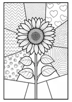 Vorschau - Stundenentwürfe - Sonnenblume Pop Art - Differenzierte Malvorlagen - Ausmalbild - Fensterbild - Seite 3
