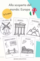 anteprima - Materiale interattivo - Disegni da colorare bilingue | Geografia bambini | Europa - Pagina di copertina