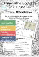 Vorschau - Arbeitsblätter - Schmetterlinge Klasse 2 | Differenzierte Lesetexte Metamorphose & Bestäubung (mit Lösungen) - Deckblatt