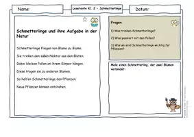 Vorschau - Arbeitsblätter - Schmetterlinge Klasse 2 | Differenzierte Lesetexte Metamorphose & Bestäubung (mit Lösungen) - Seite 3
