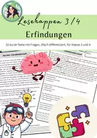 Vorschau - Arbeitsblätter - Lesetexte Erfindungen - mit Fragen / Lesehappen / Textversändnis - Deckblatt