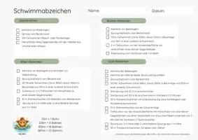 Vorschau - Poster - Abzeichen Schwimmunterricht Checkliste & Urkunden - Seite 1