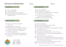 Vorschau - Poster - Abzeichen Schwimmunterricht Checkliste & Urkunden - Deckblatt