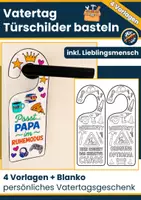 Vorschau - Mal- und Bastelvorlagen - Vatertag basteln – Türschilder als Geschenk | Bastelvorlage - Deckblatt