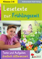 Vorschau - Arbeitsblätter - Lesetexte zur Frühlingszeit | sinnerfassendes Lesen, drei Niveaustufen, Grammatik, Rechtschreibung, Textarbeit, Differenzierung, Lesetraining | Deutsch Grundschule Sekundarstufe Klasse 3-6 Lösungen - Deckblatt