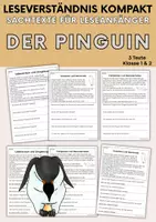 Vorschau - Arbeitsblätter - Der Pinguin - Sachtexte für Erstleser | Leseverständnis Klasse 1 & 2 - Deckblatt