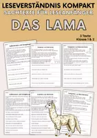 Vorschau - Arbeitsblätter - Das Lama - Sachtexte für Erstleser | Leseverständnis Klasse 1 & 2 - Deckblatt