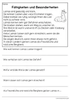 Vorschau - Arbeitsblätter - Das Lama - Sachtexte für Erstleser | Leseverständnis Klasse 1 & 2 - Seite 3