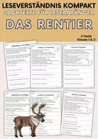 Vorschau - Arbeitsblätter - Das Rentier - Sachtexte für Erstleser | Leseverständnis Klasse 1 & 2 - Deckblatt
