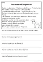 Vorschau - Arbeitsblätter - Das Rentier - Sachtexte für Erstleser | Leseverständnis Klasse 1 & 2 - Seite 3